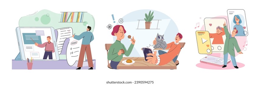 Child with tablet. Vector illustration. The concept child with tablet highlights influence digital devices on education Electronic devices, like tablets, have transformed way children access