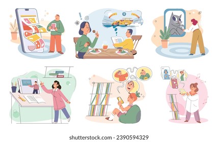 Child with tablet. Vector illustration. The child with tablet metaphor represents integration technology into childrens lives Using digital tablet enables person to have more connected and interactive