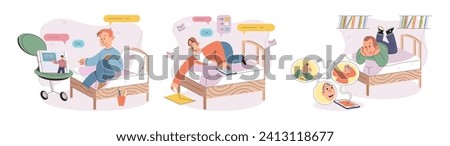 Child with tablet. Vector illustration. Online studying allows students to have access to wealth information at their fingertips Children benefit from using digital tablets as they can learn