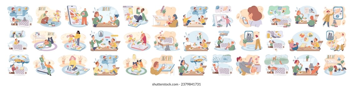 Child with tablet. Vector illustration. The use digital tablets in education promotes active learning and critical thinking skills The child with tablet concept underscores transformative power