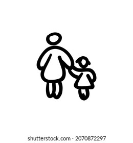 child take care icon in vector. Logotype - Doodle