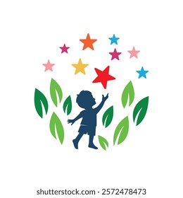 A child take a star logo design vector emblem design concept creative symbol