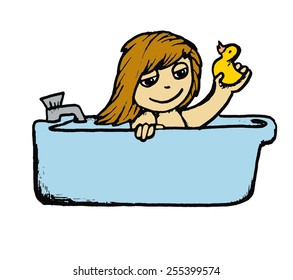 Child taking a bath