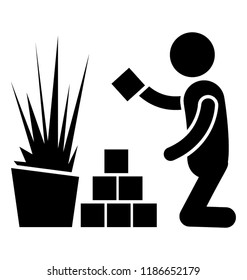 A child is taking care of plants characterizing gardening