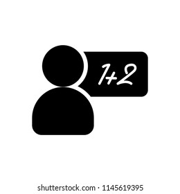 The child teaches mathematics icon - vector black