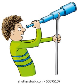 child with telescope