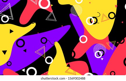 Child Texture. Black Summer Drawing. Memphis Composition. Coral Vintage Flyer. Animation Artwork. Violet Print. Spotty Pattern. Ink Bright Background.