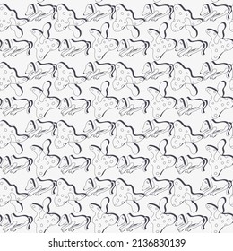 Child texture. Cute seamless vector pattern with pets and mushrooms