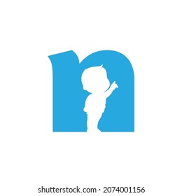 Child themed letter N vector symbol.