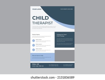 Child therapy flyer design template, medical therapy flyer,  Children counseling poster leaflet template.