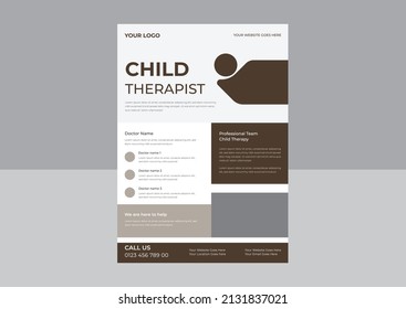 Child Therapy Flyer Design Template, Medical Therapy Flyer,  Children Counseling Poster Leaflet Template.