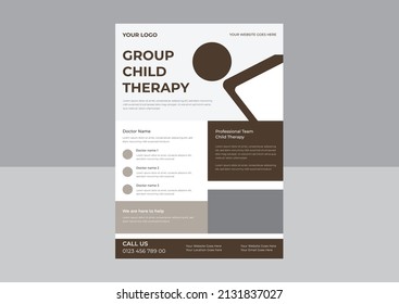 Child Therapy Flyer Design Template, Medical Therapy Flyer,  Children Counseling Poster Leaflet Template.