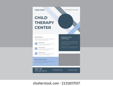 Child Therapy Flyer Design Template, Medical Therapy Flyer,  Children Counseling Poster Leaflet Template.