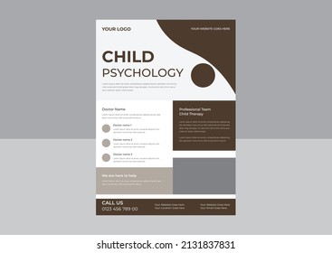 Child Therapy Flyer Design Template, Medical Therapy Flyer,  Children Counseling Poster Leaflet Template.