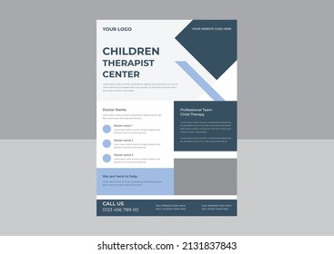 Child Therapy Flyer Design Template, Medical Therapy Flyer,  Children Counseling Poster Leaflet Template.