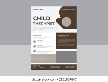 Child Therapy Flyer Design Template, Medical Therapy Flyer,  Children Counseling Poster Leaflet Template.