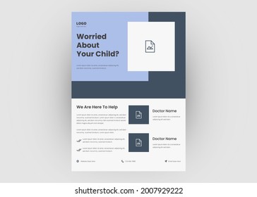 Child therapy flyer template. Children counseling poster leaflet template.
Group child therapy flyer template.