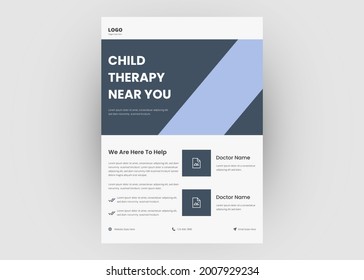 Child therapy flyer template. Children counseling poster leaflet template.
Group child therapy flyer template.