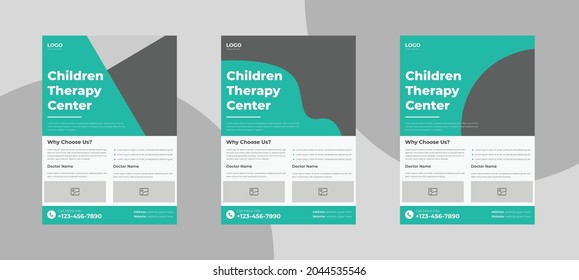 Child therapy flyer template. Children counseling poster leaflet template.
Group child therapy flyer template.