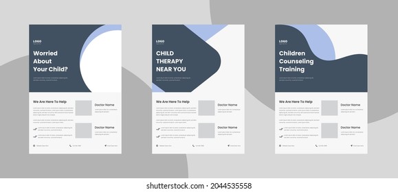 Child Therapy Flyer Template. Children Counseling Poster Leaflet Template.
Group Child Therapy Flyer Template.