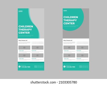 Plantilla de banner para la terapia infantil. Plantilla de folleto para el asesoramiento a los niños. portada, banner, afiche, listo para imprimir