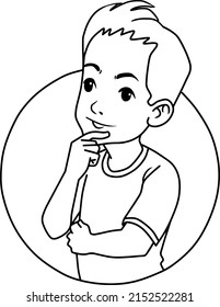 child is thinking line vector illustration isolated on white background