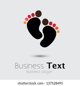 Child or toddler's colorful pair of footprint- vector graphic. This logo template can be representative of childhood days of the kid or naughty days as a baby, etc