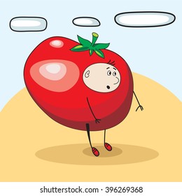 child tomato smile vector