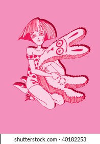 Child with a Toy (hand drawn vector)