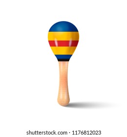 Child toy. Oldest shock-noise musical instrument. Maracas isolated on white background. Vector illustration. Eps 10.