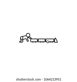 child with a toy train icon. Element of baby and toys for mobile concept and web apps. Thin line  icon for website design and development, app development. Premium icon on white background