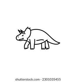 Child toy triceratops black line icon. Pictogram for web page, mobile app, promo.