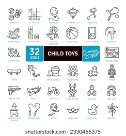 Child Toys Icons Pack. Thin line icons set. Simple vector icons
