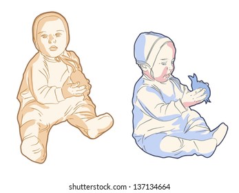 Child with the Toy.Vector illustration