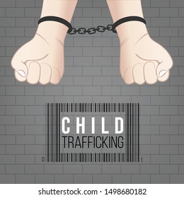 child  trafficking with hand in handcuff 