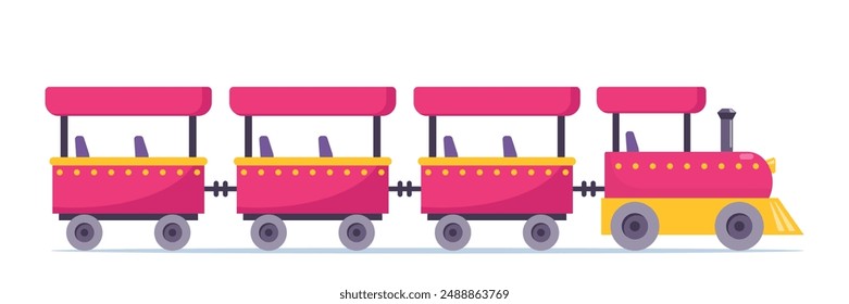 Child train carousel, amusement park attraction for kids. Vector illustration