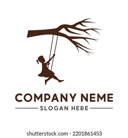 Child Tree Swing Logo Design