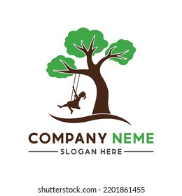 Child Tree Swing Logo Design