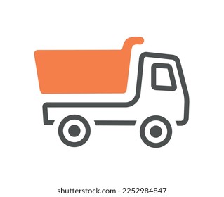 Child truck icon. Transportation of goods, poster or banner for website. Toy for children, childhood and entertainment. Interface for programs and applications. Cartoon flat vector illustration