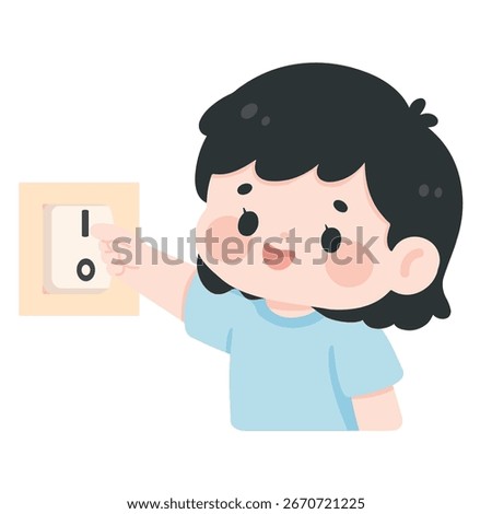 Child Turning On Light Switch cartoon