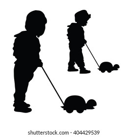 child with turtle silhouette illustration in black color