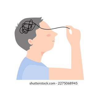 A child understanding and managing his stress or depress, mental health concept. flat vector illustration.