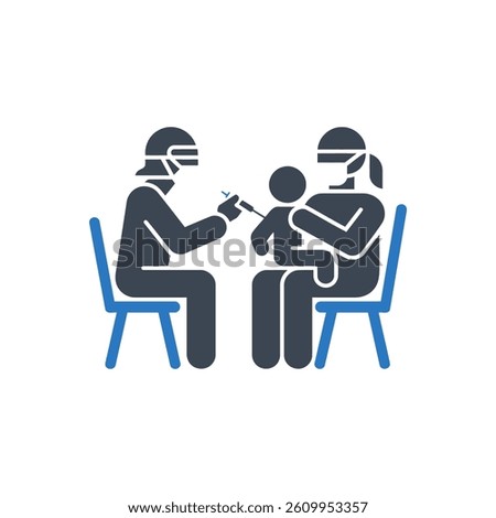 Child vaccination with parent Icon On White Background