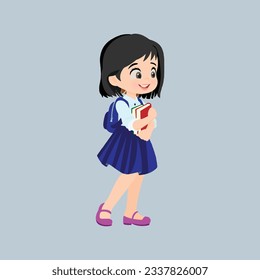 Child Vector Art, Cute Little girl, School Kids Illustration.