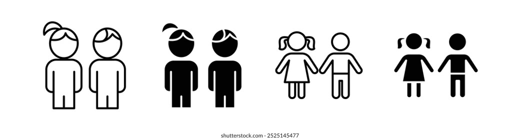 Child vector filled and outlined iconss collection