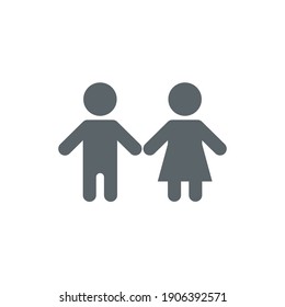 Child Vector Icon, Happy Boy And Girl Children Kid Pictogram