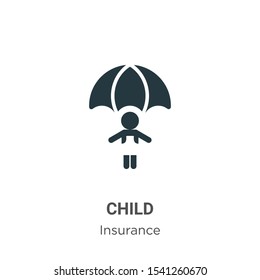 Child Vector Icon On White Background. Flat Vector Child Icon Symbol Sign From Modern Insurance Collection For Mobile Concept And Web Apps Design.