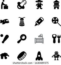 child vector icon set such as: brick, crib, restroom, wing, hygiene, cot, line, strong, sweet, care, shovel, simple, food, toilet, roll, winner, boy, leisure, biplane, toys, room, doll, block, air