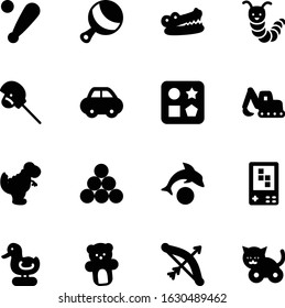 child vector icon set such as: snooker, cube, dinosaur, console, duck, jaws, larva, young, worm, games, rubber, horse, girl, bear, alligator, work, weapon, pattern, red, technology, archery