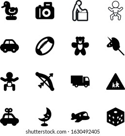 child vector icon set such as: aircraft, arrow, archery, ball, casino, sleep, small, usa, lucky, duck, focus, astronomy, changing, fortune, pictogram, team, rugby, icons, card, light, color, bath